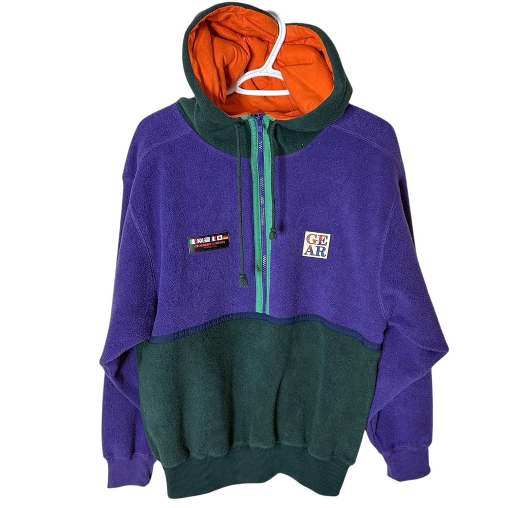 GIORDANO Men’s Vintage Pullover Fleece Sweater Hooded Colourblock Gear Small
